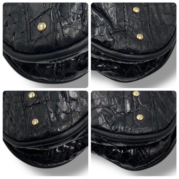 Dolce & Gabbana Black Leather Shoulder Bag with Gold Ring - Picture 7 of 11